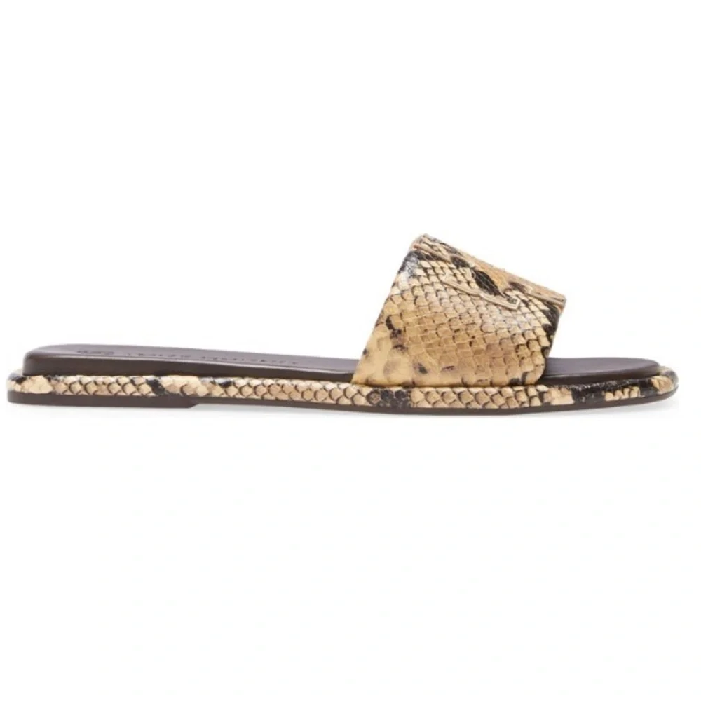 NIB Tory Burch double t-slide sandal snake printed leather Size: 6.5